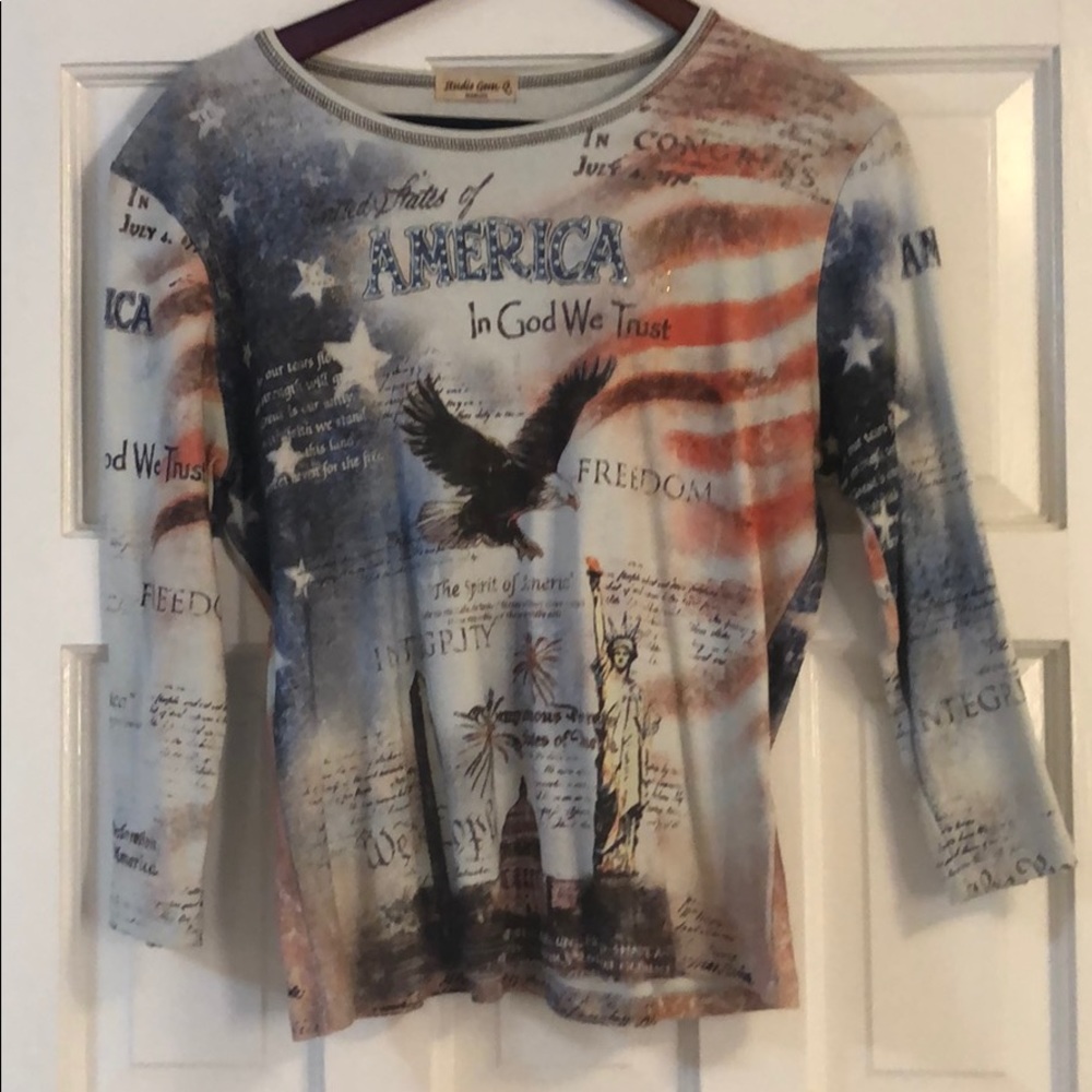 The red white and blue shirt